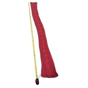 NWT Icelandic Design Red Cable Knit Silk Angora Scarf 7ft